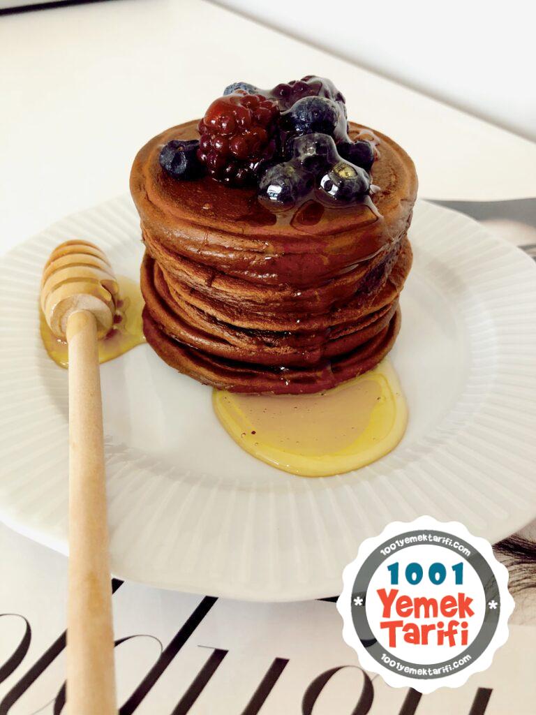 Kakaolu Fıstık Ezmeli Şekersiz Fit Pancake Tarifi