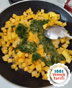 Omlet Tadında Küp Patatesli Yumurta Tarifi yapımı nasıl yapılır kaç kalori