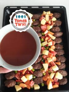 fırında sebzeli köfte yapımı