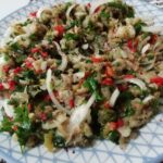 Közlenmiş patlıcan ve biber salatası