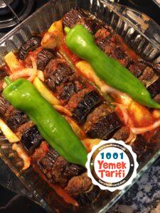 fırında patlıcan kebap yapımı