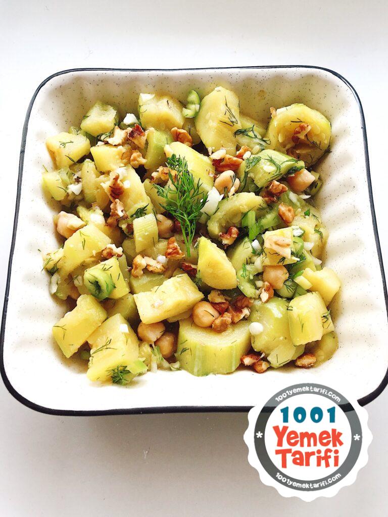 cevizli kabak salatası tarifi-nasıl yapılır-diyet salata-fit salata yapımı
