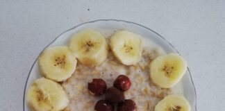 Çikolatalı ve Muzlu Yulaf Lapası-yapımı