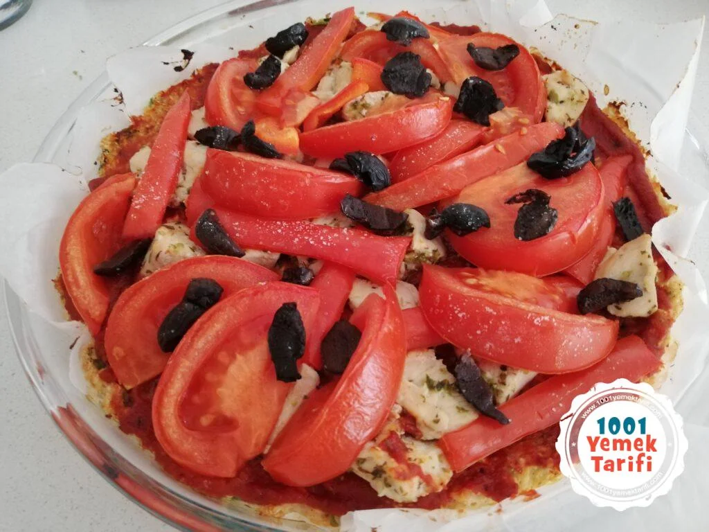 tavuklu karnabahar pizza tarifi nasıl yapılır-diyet pizza yapımı-fit pizza kaç kalori