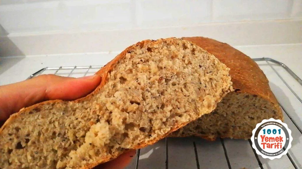 tam buğdaylı -çok tahıllı ekmek tarifi yapımı